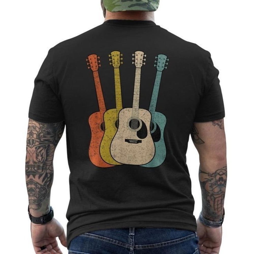 Retro Acoustic Guitar Guitarist Cool Music Unisex Tshirt